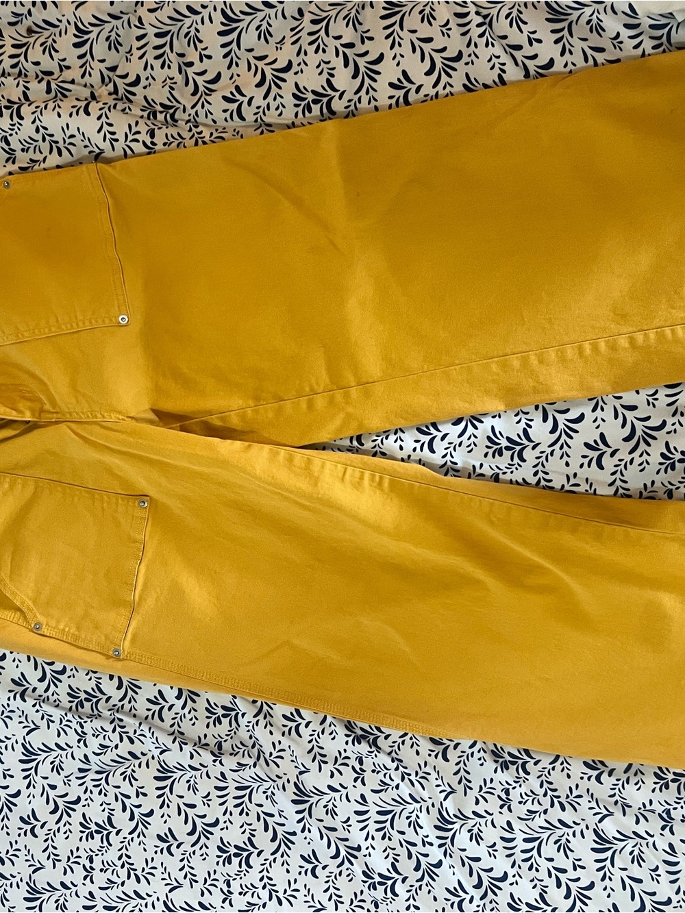 Women’s Wide Leg Cropped Jeans in Mustard - Picture 2 of 2